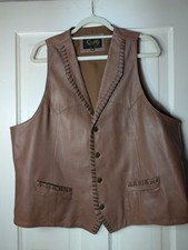 Scully Western Leather Brown Vest Men's Rustic Pockets Size XXL C