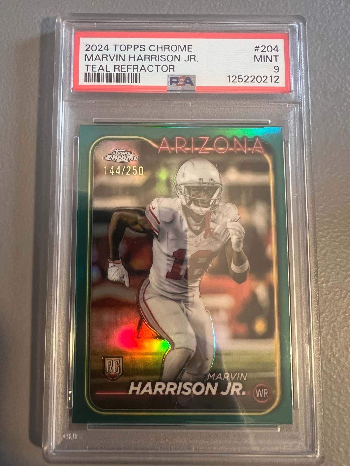 2024 Topps Chrome - Marvin Harrison Jr. #204 Rookie Teal Refractor /250 - PSA 9