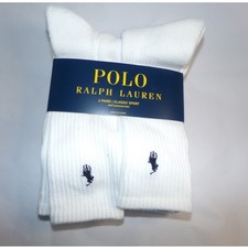 Polo Ralph Lauren Mens 6 Pack Classic Sport Crew Socks White NWT