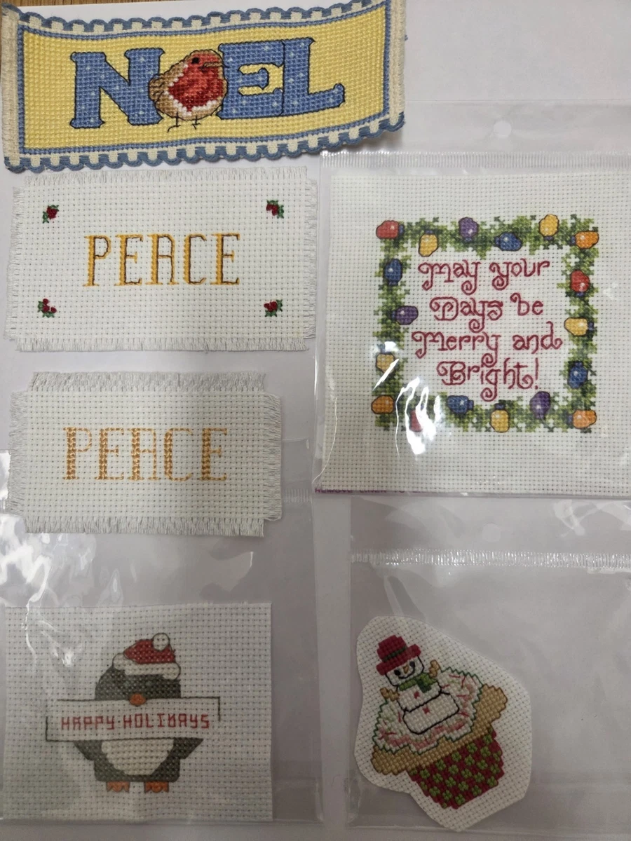 New Lot of 39 Christmas Themed Cross-stitched Pieces