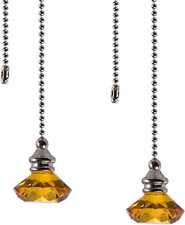 Ceiling Fan Pull Chain Set - 2 Pieces Amber Diamond Fan Pull Chains 20 Inch Ceil