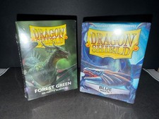 Forest Green Blue Dragon Shield Matte Standard Size Card 100 Sleeve Box Lot