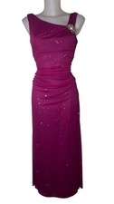 Y2k 90s Women Fushia Pink Sequin Dress Sz 6 Stretchy Fairycore Whimsigoth Formal