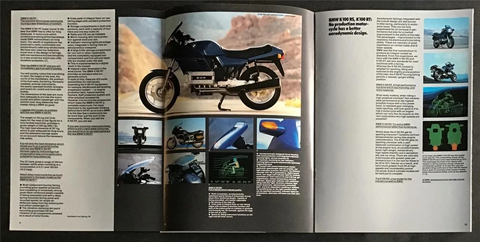 BMW K100 K100RT K100RS MOTORCYCLE Sales Brochure 1984  Ref 311200220 1/84 - Image 3 of 4