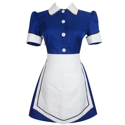 Clara Oswald Cosplay Costume Blue Waitress Dress Outfit