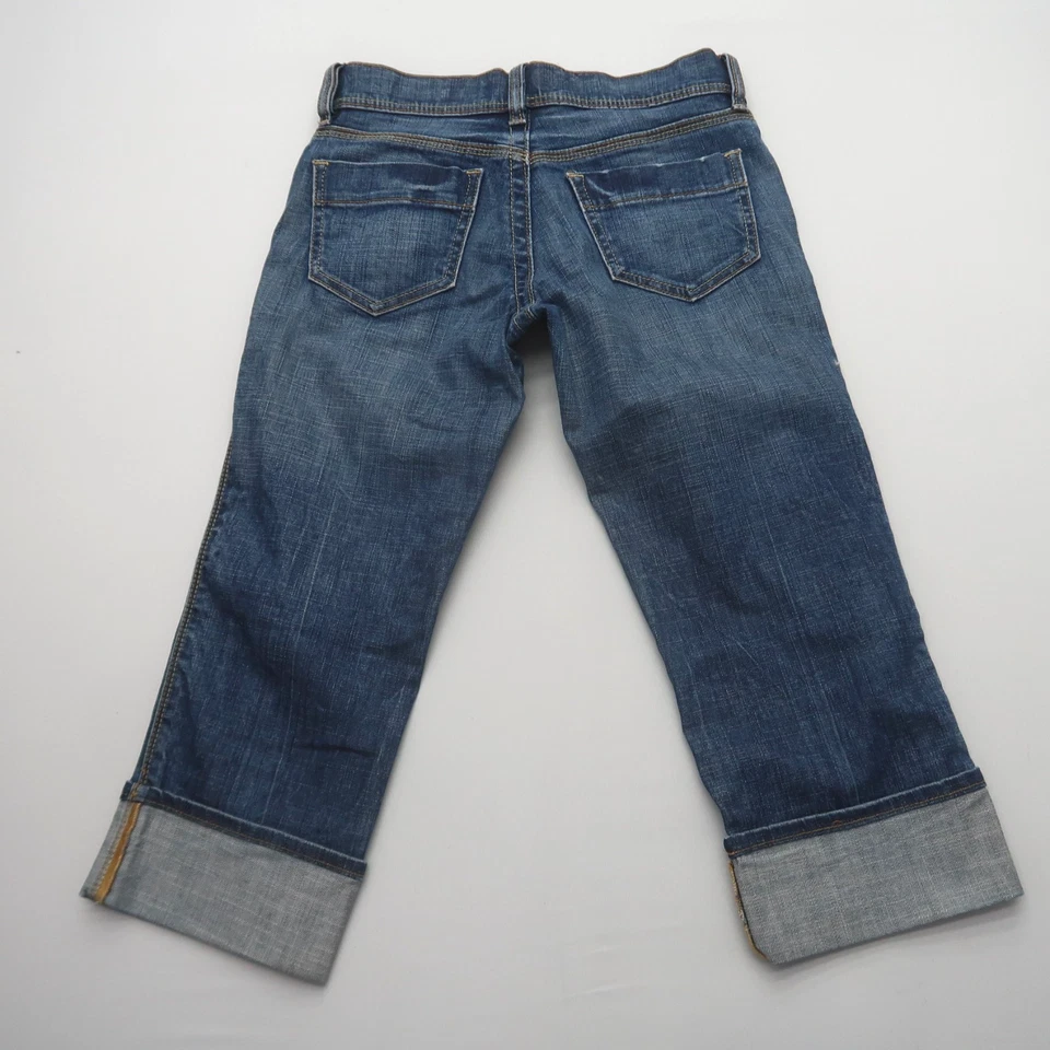 Old Navy Womens Y2K Low Waist Capri Jeans Size 4 Dark Wash Cuffed Crop - Image 2 of 4