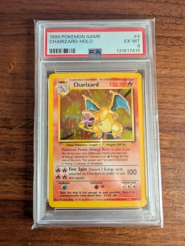 1999 POKEMON BASE SET UNLIMITED #4 CHARIZARD-HOLO PSA 6
