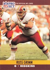 Russ Grimm 1990 Pro Set #663 Washington Redskins Football