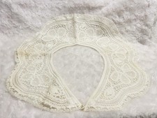 Vintage Battenburg Collar Sew On w Faux Pearl Button Closure Lined Off White