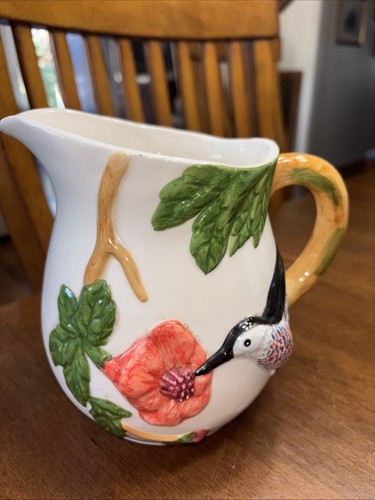 Ceramic Milk Pitcher 6” Tall Hummingbird Motif | eBay