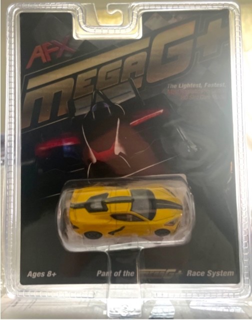 AFX MEGA G+ (22013) TORCH YELLOW CORVETTE C8 WITH BLACK STRIP