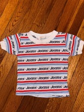 Vintage 70s Kids Healthtex Shirt 2T Jeans Baby Top Stripes USA Blue Red Retro