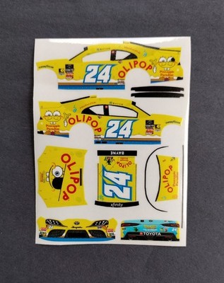 2025 Custom Trevor Bayne #24 Olipop SpongeBob 1/64 Peel & Stick Decals