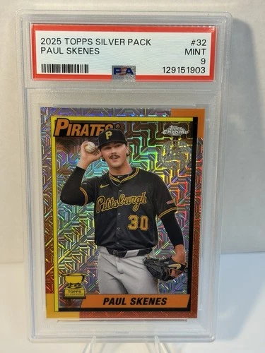 2025 Topps Series 1  1990 Topps Chrome Silver Pack Paul Skenes #T90C-32 PSA 9