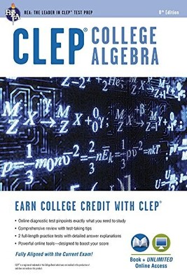 CLEP COLLEGE ALGEBRA BOOK + ONLINE (CLEP TEST PREPARATION) By Stu Schwartz *VG+*