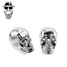 ORIGINAL LOWRIDER Big Skull Handlebar Chrome End Plugs 7/8" Bicycle Bar Caps.