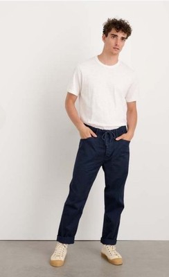 Alex Mill Pull On Button Fly Blue Stretch Tie Pants Men s Sz Medium