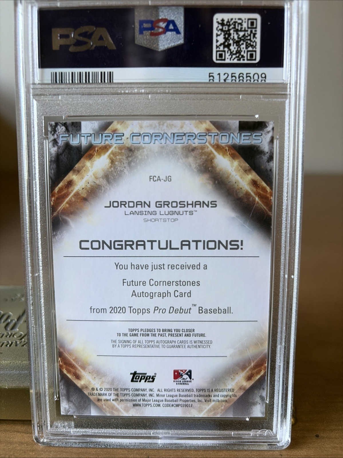 2020 Topps Pro Debut Future Cornerstones Auto /85 Jordan Groshans #FCA-JG PSA 10 view 5