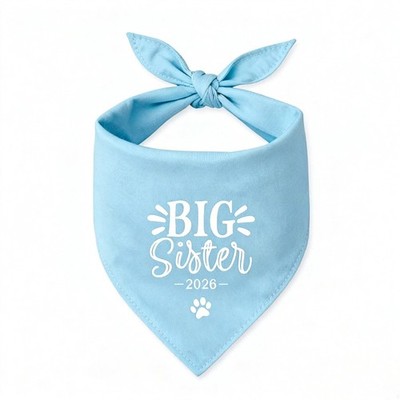 2026 Big Sis Dog Bandana Baby Pregnancy Announcement Blue Pet Scarf Gift