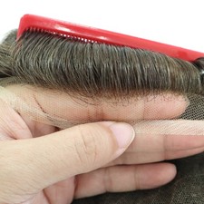 Toupee For Men Human Hair Replecement System Lace Wave Poly Skin Hairpiece 6