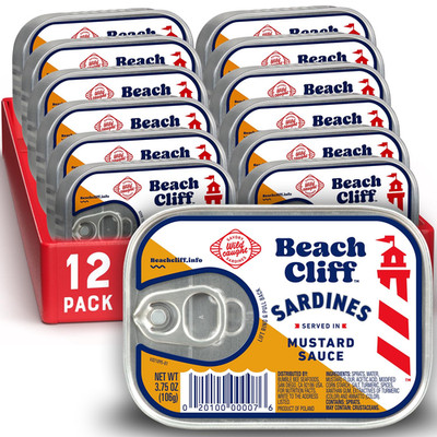 Wild Caught Sardines in Mustard Sauce, 3.75 Oz Can (Pack of 12) - 16G Protein pe