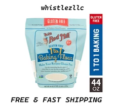 Bob's Red Mill Gluten Free 1-to-1 Baking Flour, Blend, 44 oz Bag.