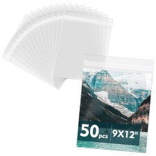 50 Pack Art Print Clear Sleeve Storage Bag Acid Free Fits 9x12 Inch Photo