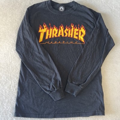 Vintage Thrasher Magazine Shirt Mens Small Black Long Sleeve Graphic Skateboard