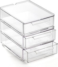 Clear Stackable Storage Drawers, Small - 3 Pack  Clear Storage Drawers