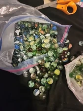 Vintage Marble Lot  Estate Find. Mostly Cat Eyes And Some Boulders 3.5 Lbs