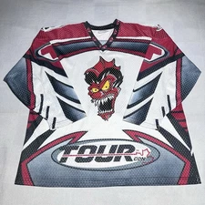 Tour CDN Mesh Hockey Jersey Size Large #6 Red Devil Monster Canada Vintage Y2K
