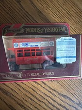 Matchbox Models of Yesteryear 1922 AEC Omnibus Double Decker London Bus Red NIP