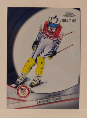 2026 Topps Chrome Winter Olympics #196 Lindsey Vonn - Blue Refractor /150 Skiing