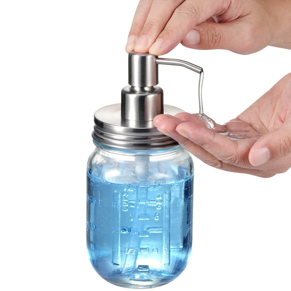 Mason Jar Soap Dispensers - Rustproof Stainless Steel Lid &Pump, Refillable Wash - Image 4 of 4