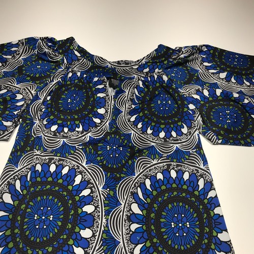 Alyn Paige Dress Womens Small Blue Meddalion Print Flutter Sleeeve Shift Stretch - Picture 3 of 11