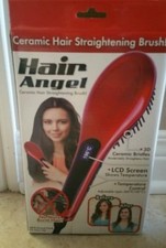 NEW Hair Angel Ceramic Straightening Brush Adjustable Temp