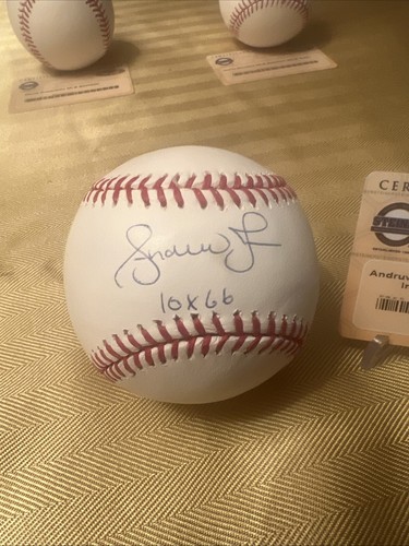 Signed Baseball Atlanta Braves, NY Yankees Andrew Jones Steiner COA, Inscrip.
