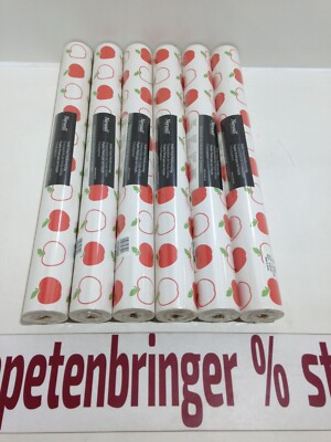 Papiertapete Norwall 6 x KC28525 (6Rollen) Apfelmuster Weiß Rot Grün Restposten