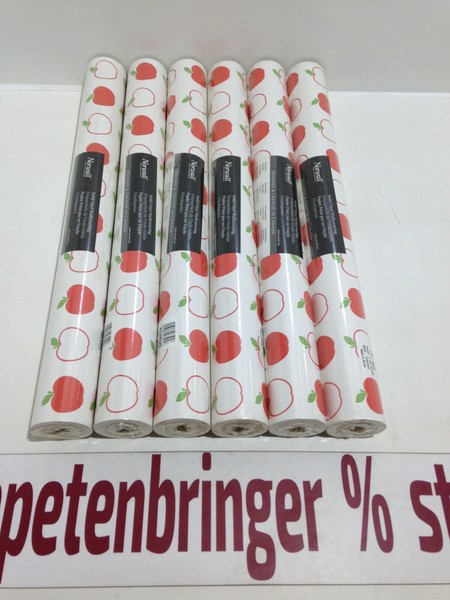 Papiertapete Norwall 6 X KC28525 (6Rollen) Apfelmuster Weiß Rot GrüN Restposten-image