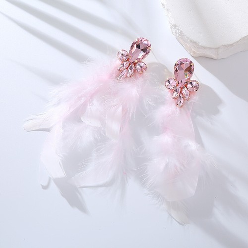 Feather Earrings Personalized Rhinestone Temperamental Fashion Long Fairy - Picture 6 of 19