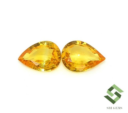 7x5 mm Natural Yellow Sapphire Pear Cut Pair 1.45 Cts Calibrated Loose Gemstones - Picture 4 of 10