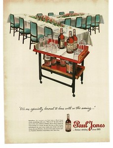 1945 Paul Jones Whiskey on rolling Tray Table Vintage Print Ad