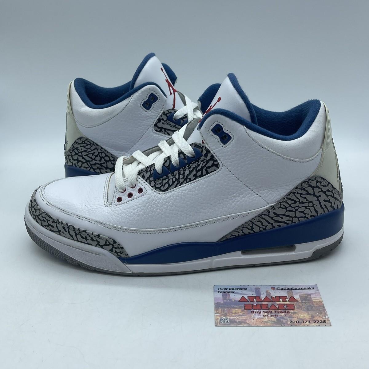 Size 12 Air Jordan Retro True Blue Grey Suede White Leather (136064-104)