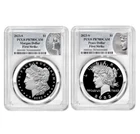2023-S Proof $1 Morgan and Peace Silver Dollar 2pc Set PCGS PR70DCAM FS Morgan &