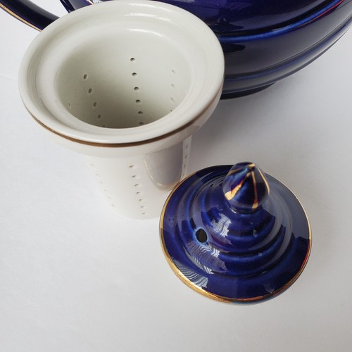 Vintage Hall Aladdin Teekanne Kobalt mit Goldakzenten #0663 - Diffusor inklusive - Bild 6 von 9