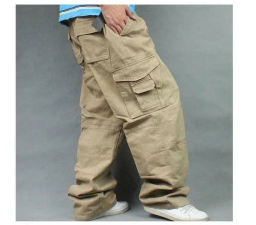 Neu Herren Armee Kampf lose Baggy Freizeit Cargohose Baumwolle Outdoor Arbeitshose - Bild 11 von 22
