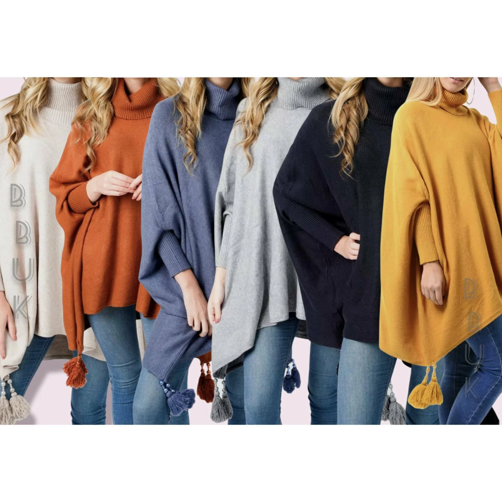 New Oversized Ladies Italian Boxy Cowl Neck Poncho Look Drape Side Jumper Top UK