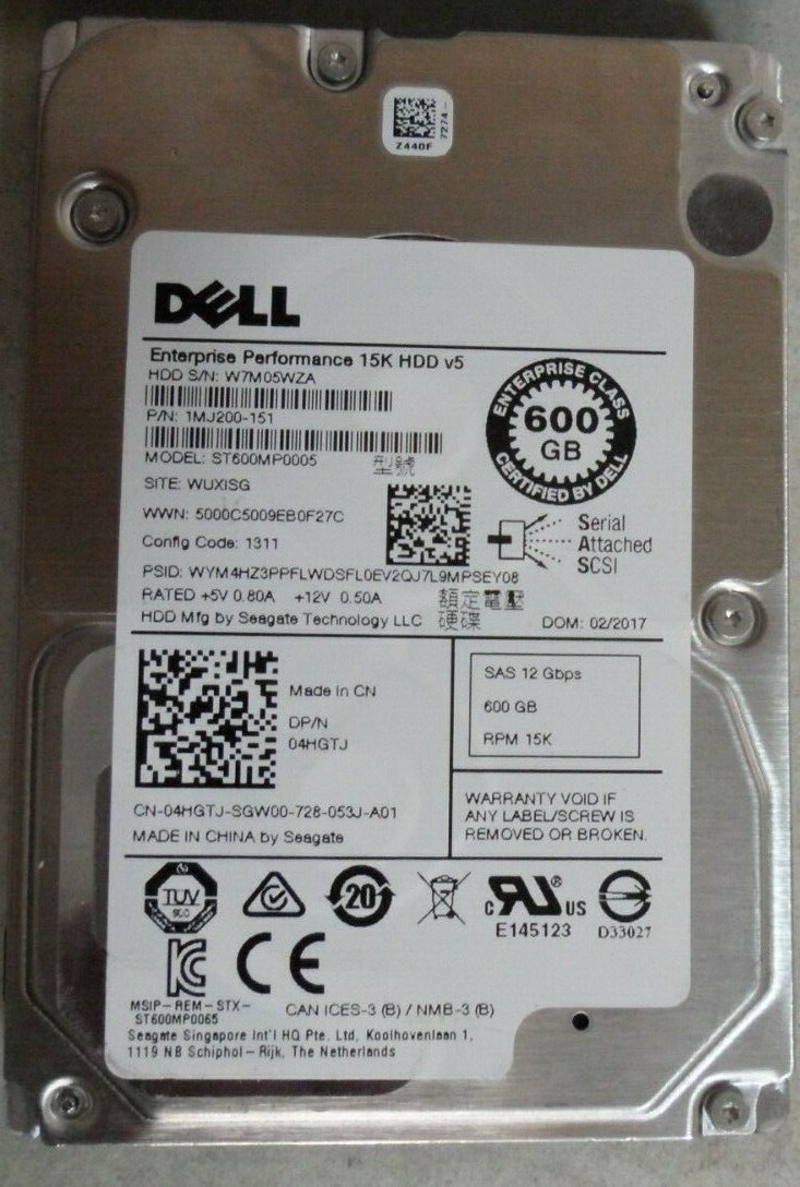 Dell Enterprise Performance 15K SAS 12Gbps 600GB HDD V5 ST600MP005