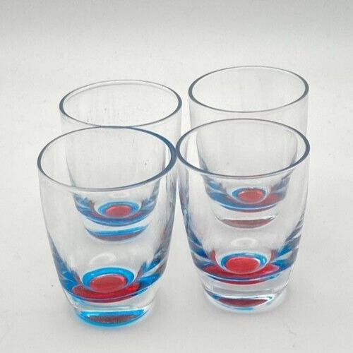 Starbucks Kaffee Espresso Schnapsgläser 4er Set roter & blauer Boden Vintage 2005 - Bild 2 von 11