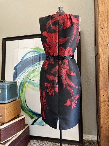 Vintage Carmen Marc Valvo Glam Sequins Watercolor Floral Cocktail Party Dress 8 - Picture 7 of 10